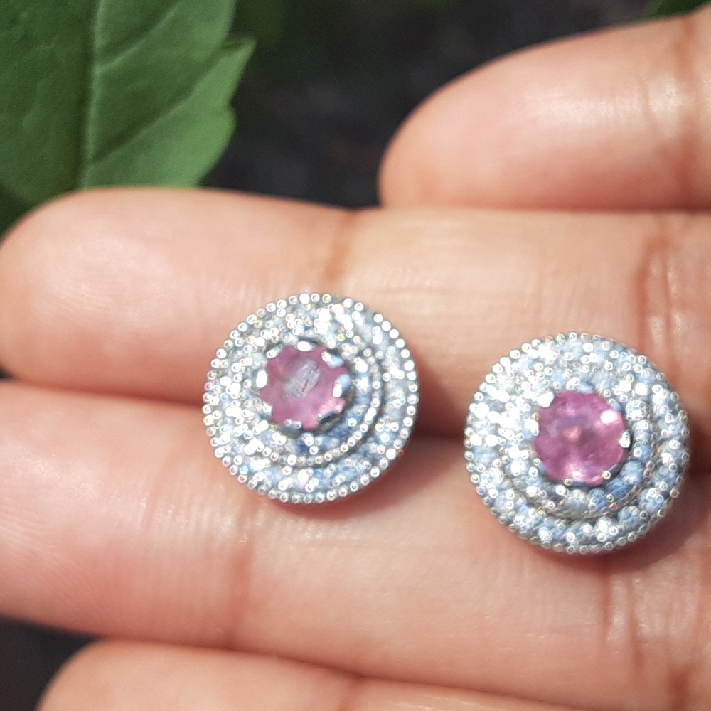 925 Genuine Pink Sapphire and White Zircons. Bride,  Mother-of-the Bride. - Picture 11 of 12